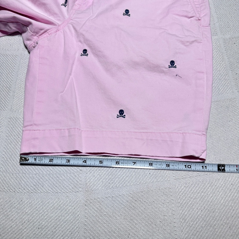 Polo Ralph Lauren Chino Shorts Men 35 Cotton Twill Stretch Skull Crossbones Pink - Picture 12 of 12